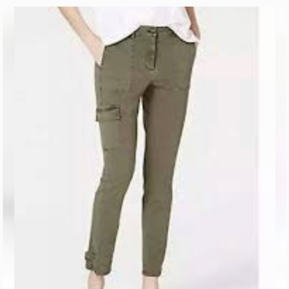 J.Jill Green LT Moss High Rise Cargo Pants‎ With Adjustable Hem Buckle Sz 8